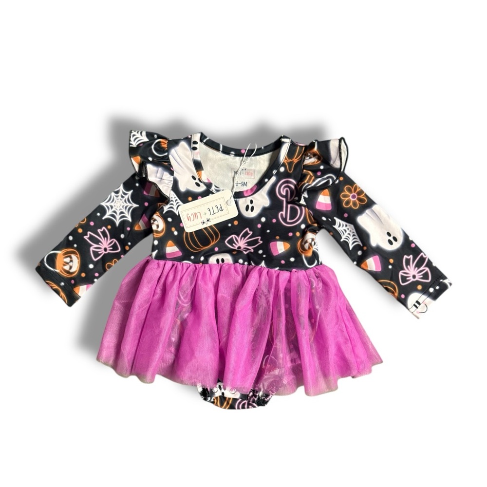 **NWT** Pete + Lucy Pink and Black Halloween Tutu Onesie
